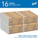 Scott Professional Universal 100% Recycled Fiber Multifold Paper Towels, Bulk (01807), Absorbency Pockets, 9.2"x9.4" Towel, Compressed, Compact (250 Sheets/Pack, 16 Packs/Case, 4,000 Sheet Total)