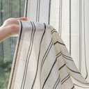 MYSKY HOME Linen Curtains Black Striped for Living Room 84 Inch Long Pack-2 | Semi Sheer for Bedroom, Light Filtering, Farmhouse Rustic Vertical Drapes, Boho Window Treatments, Back Tab, 50" x 84"