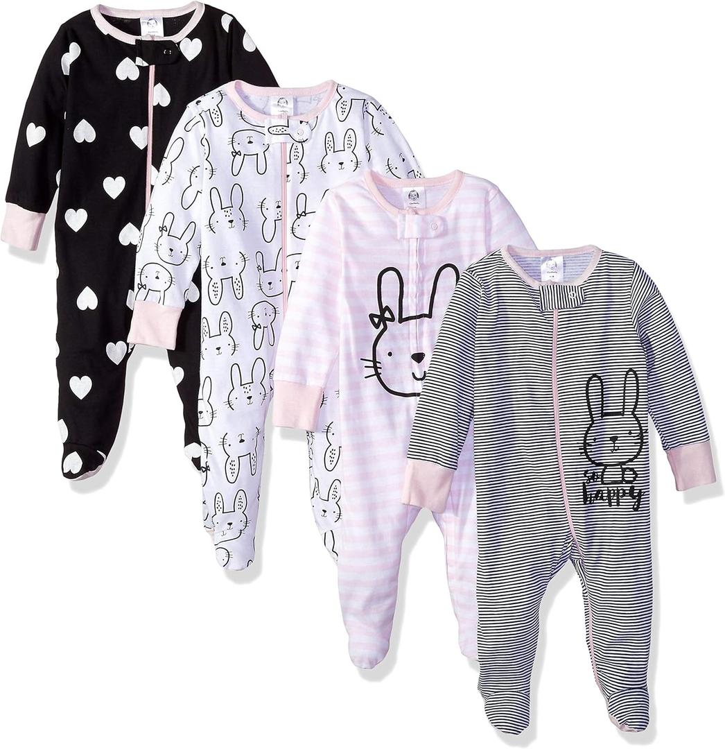 Gerber Baby Girls' 4 Pack Sleep 'N Play Footie (0-3 Months)