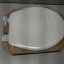 Mayfair Linden Slow Close Toilet Seat, Non Slip Heavy Duty Wood, Easy Install, Round, White