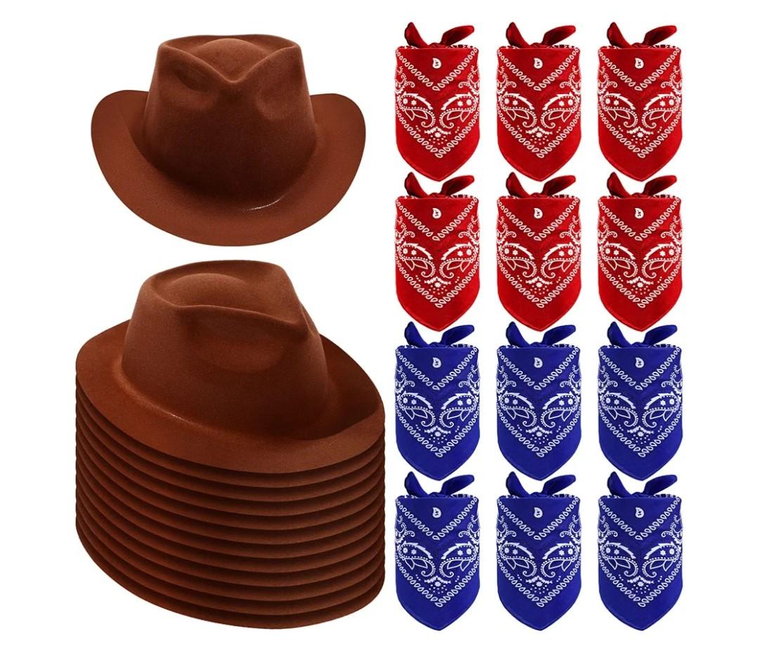 Haysandy 24 Pieces Western Cowboy Hat Set, Felt Cowboy Themed Party Hats with Paisley Bandanas for Kids Costume Party(Brown, Red, Blue)
Amazon's Choice