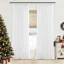 Pleated Linen White Curtains 96 Inches Long 2 Panels Set for Living Room Bedroom Neutral Farmhouse Cotton Linen Blend Back Tab Memory Shape Pinch Pleat Ceiling to Floor Window Curtain Snow White 8 Ft