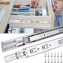 12 inch Drawer Slides 6 Pairs (12pcs) Soft Self Close 3 fold Full Extension Ball Bearing Cabinet Drawer Glides Side Mount for Dresser, Cabinet, Kitchen 100 LB Capacity 12" Silver