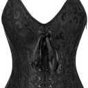 Corset Top Lingerie Bustier Women Shoulder Strap Medieval Bridal Plus Size Black (Small)