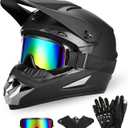 Full Face Dirt Bike Helmet DOT Certified - Complete Adult ATV Helmet Kit with Goggles, Gloves & Mask, Adjustable Visor, Quick Release