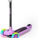 ZIFFY Multicolor 3 Wheel Scooter for Kids 3-5, Toddler Kick Scooters with LED Light-Up Wheels for Boys and Girls, 5 Adjustable Height and Lean-to-Steer Design, Support up to 110 lbs by JOVA (Purple)