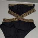 Milumia Women's Stitch Detail Strapless One Piece Swimsuit Cut Out Bandeau Bathing Suit (Medium, Black)