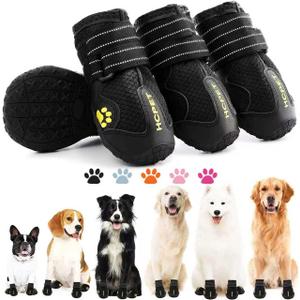 Hcpet Dog Shoes, Dog Boots for Small Dogs, Waterproof Medium Dog Booties Paw Protector for Summer Hot Pavement, Winter Snowy Day, Outdoor Walking, Indoor Hardfloors Anti Slip Sole Black Size 1, Width 1.57 inch, For 10-23 lbs