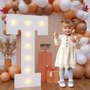 Bugame 3FT Marquee Letter T, Large Light Up Letter for Birthday Wedding Backdrop, Warm Light 3 Feet Tall for Baby Shower Party Proposal Decoration Decor