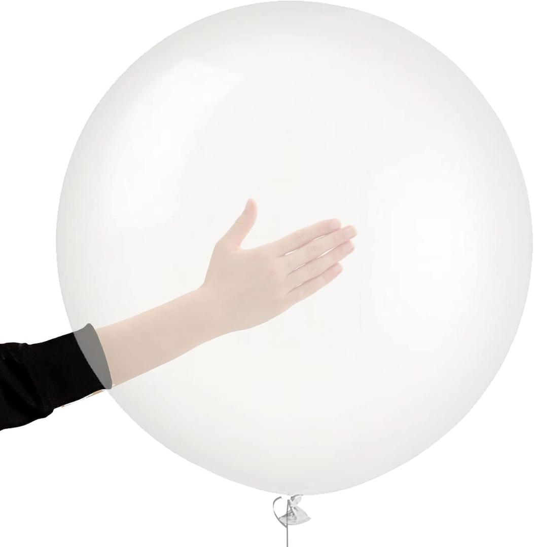Clear balloons for Stuffing Large Balloons 24 Inch Translucent Balloon 5 Jumbo Balloons Giant Globe Strong Latex Big Round Balloon Decorating Wedding, Baby Shower, Birthday Party Helium Quality