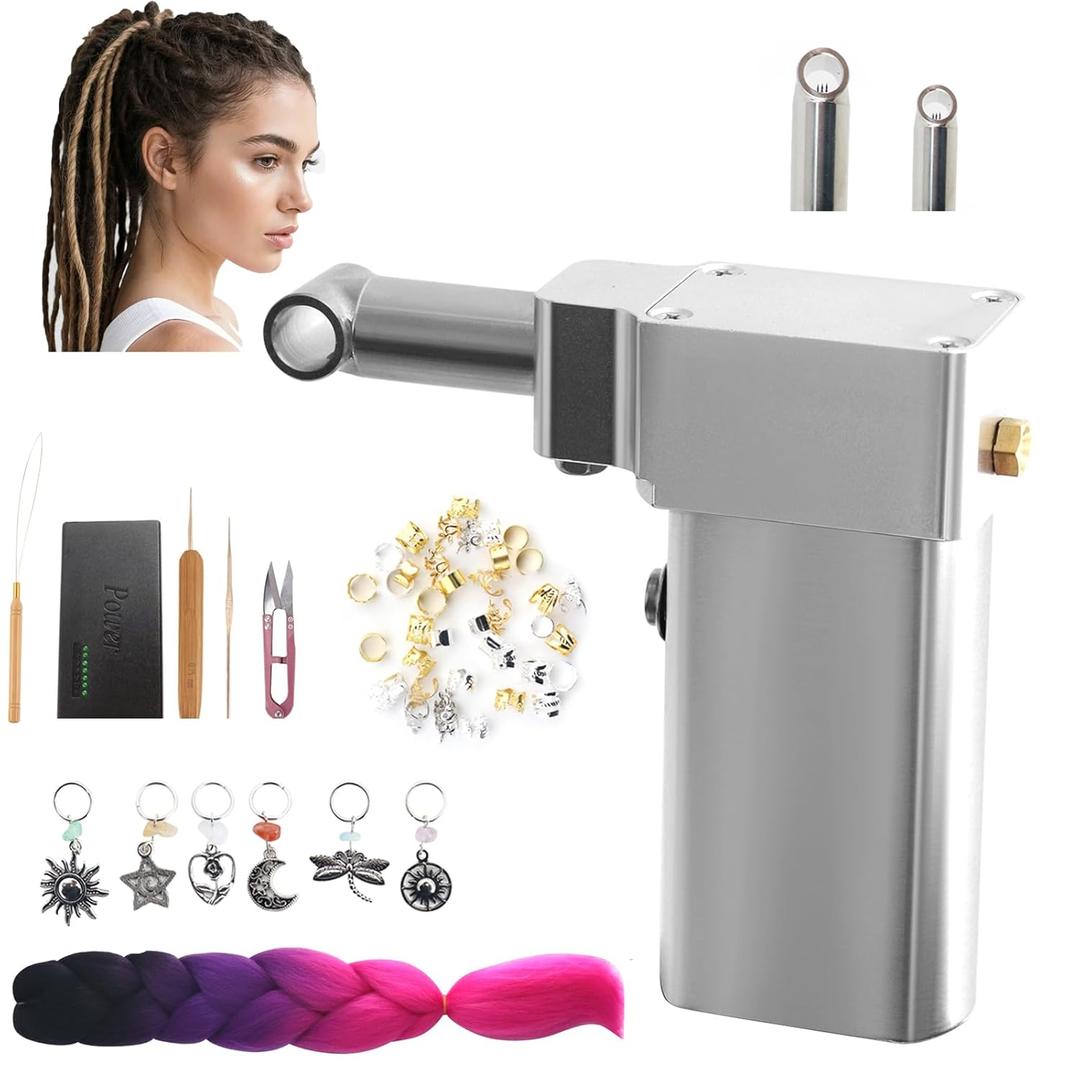 Automatic Dreadlock Machine, Instant Lock Machine for Dreadlocks, Loc Machine for Dreadlocks, Dreadlock Tools for Locs, Fast Loc Machine with 3 Replacement Holes(0.2/0.3/0.4in)