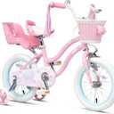 Glerc Petal Girls Bike, 12-18 Inch Kids Bike for Ages 2-9 Years Old Children, Princess Style Kids Bicycle with Training Wheels & Basket & Streamers, Multiple Colors