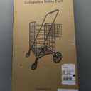 SereneLife Collapsible Utility Cart, Portable Foldable Shopping and Laundry Wagon with Detachable Basket, Heavy-Duty Easy Glide Wheels and Soft Foam Covered Handle, Transport Jumbo Loads & Heavy Items