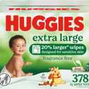 Huggies Extra Large Baby Wipes, Unscented, 9 Flip-Top Packs, 378 XL Wipes Total, Packaging May Vary