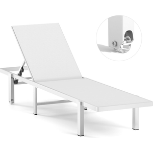 Ciokea Patio Chaise Lounge Chair, Outdoor Lounge Chairs with Wheels, 5-Position Adjustable Sun Loungers for Pool, Deck, Beach, (White, 1Pack)