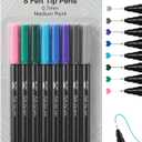 Mr. Pen- Felt Tip Pens, 8 Pack, 0.7mm Colorful Felt Pens, No Smear, Quick Dry (Vibrant Mosaic)