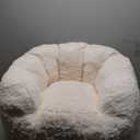 MAXYOYO Kids Bean Bag Chair, Floral Shaped Bean Bag Sofa, Plush Faux Fur Toddler Couch with Petal Backrest for Boys Girls, Stuffed Cozy Sofa for Nursery, Bedroom, Beige, Standard