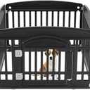 Dog Playpen [Height 24 inches], Folding and Portable Pet Playpen with Door Ideal for Small to Medium Dogs Cats, Safe and Secure Puppy Playpen Indoor/Outdoor Pet Fence (Black-4-Panel)
