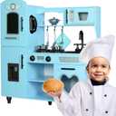 TaoHFE Toy Kitchen, Blue Kids Kitchen Playset for Kids Ages 4-8 Boys Gift Girls Play Kitchen Sets for Kids Kitchen Playset with Lights and Sounds Wooden Toy Kitchen Playset Gift Kids Kitchen Set