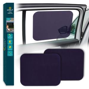 Safety 1st Cling Car Window Shades for Baby, Sun Blocker, Glare Shield and UV Protection for Your Child, Static Side Window Shade, Window Rolls Down Shade Stays On, Black Tint, Pack of 2