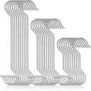 Frcctre 30 Pack Stainless Steel S Hooks Large S Shape Hanging Hooks, 8"/12"/16" Utility Heavy Duty Metal Long S Hook for Garden Kitchen Bathroom Wardrobe, Indoor & Outdoor Use