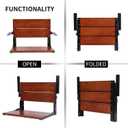 Folding Shower Seat Wall Mounted with Arms and Back, 20 x 15 in Fold Down Shower Chair for Seniors Adults, Wood Shower Bench with Black Frame, Fold Up Seat for Inside (20 * 15 INCH)