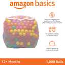 Amazon Basics BPA Free Ball Pit Balls with Storage Bag, Crush-Proof Plastic for Toddlers Kids 12+ Months Play, 6 Bright Colors, Pack of 1000