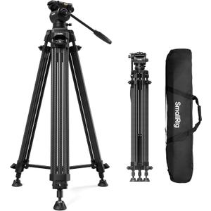 SMALLRIG 73''/185cm Carbon Fiber Heavy Duty Video Tripod, Max Load 10kg (22lbs), Fluid Head with +85 to -78 Tilt Range, Compact Camera Tripod Weight 2.7kg(6lbs), Folded Height 87cm, AD-14-5441