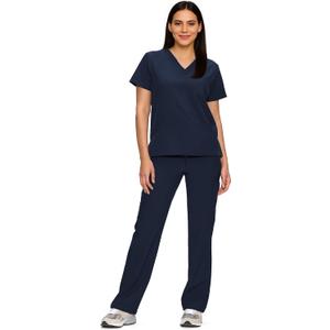 Floralhue Scrubs for Women Set, Medical Women Scrubs, V-Neck Top and Straight Leg Pants with 11 Pockets (Relaxed Fit), XXL