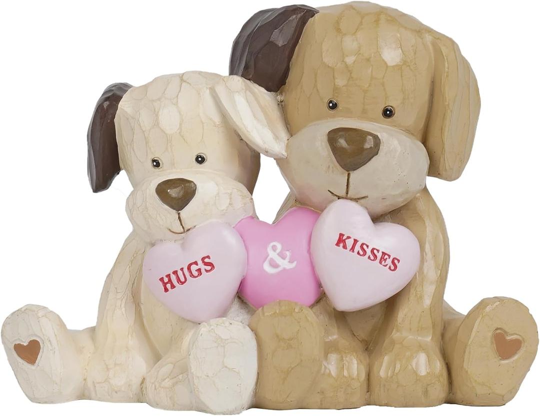 Braxio Dog Figurines Heart Decor - Resin Love Dog Couple Statue Heartwarming Tabletop Women Gifts for Living Room, Bedroom, Bookshelf & Sweet Home Accent