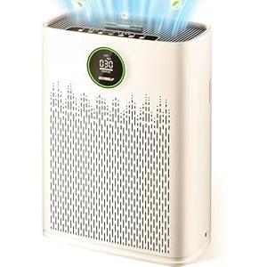 Air Purifiers for Home Large Room, with Smart Mode, PM2.5 Air Quality Display, 22dB Sleep Mode, Aromatherapy, Cover Up to 2200 Ft² with 2X-Purification & 360°Air Outlet, HAP603, Yellowish White