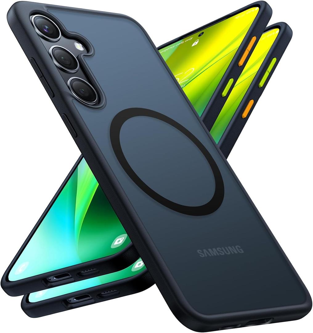 TORRAS Magnetic Shockproof Designed for Samsung Galaxy S24 Plus Case [Military Grade Drop Tested] [Compatible with MagSafe] Translucent Slim Hard Protective Case for S24 Plus Case, Black