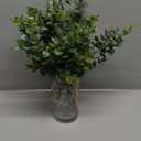 Fake Eucalyptus Stems in Black Glass Vase with Faux Water,14" Artificial Plants Eucalyptus Leaves for Home Office, Farmhouse and Wedding CenterpiecesGreen