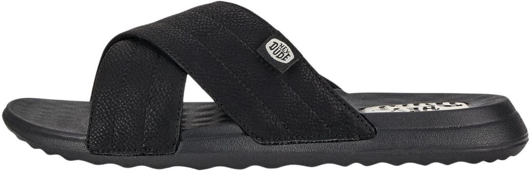 Hey Dude Women's Christi Slide Distressed | Women's Shoes | Women Slip-on Sandals | Comfortable & Light-Weight (5, Black)