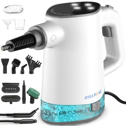 Killrose Handheld Steam Cleaner, Pressurized Steam Cleaner with 10–15s Fast Heat, Dual Power Modes & Self-Clean, Multi-Surface Steamer with 12 Accessories for Kitchen, Bathroom
