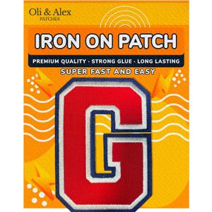 ron On Letters Patches Premium Quality - Cute Letter for Clothing - Varsity Patch for Clothes - Embroidered Letters 4 1/2 Patches for Jeans Jackets - Sew on Appliques Red G