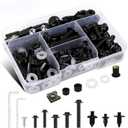 210Pcs Motorcycle Fairing Bolt Kit, 304 Stainless Steel M5 M6 Windscreen Screws Fasteners Universal Fit for Honda GSXR Suzuki Kawasaki Ninja Yamaha BMW, Black