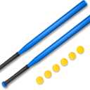 Hikeen 13 Pcs Baseball Bat Set Include 2 Plastic Baseball Bat 32 Inch & 6 Plastic Balls, 5 Throw Downs Base Indoor Outdoor for Baseball Softball Batting Practice Kids Youth Adult, One Size
