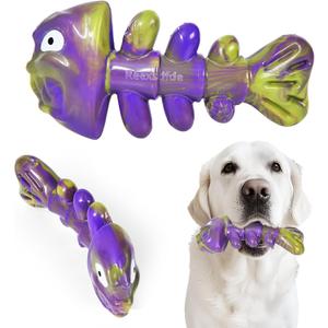 Dog Chew Toy Durable and Indestructible,Fishbone ShapeDog Chew Bones for MiddleLarge Dogs, Bacon Flavored, Keeps Dogs Busy Purple
