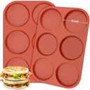 Ocmoiy 4 Inch Silicone Egg Mold for Breakfast Sandwiches, 2 Pack Non-Stick Silicone Jumbo Muffin Top/Hamburger Bun Pan Eggs Bites Molds for Oven Baking Egg Patty, Pancake, Frittata