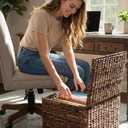 BIRDROCK HOME Seagrass Rolling File Cabinet - Storage Organizer Box with Lid - Home Office Decor - Decorative Organize - Letter Legal Hanging Filing Container - Espresso