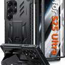 FNTCASE for Samsung Galaxy S25-Ultra Case: Military Grade Drop Proof Protection Mobile Cover with Kickstand | Matte Textured Rugged Shockproof TPU | Protective Sturdy Phone Case 6.8 Inch(Black)