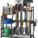 keomaisyto Garden Tool Organizer with Heavy Duty Wheels for Garage - with 2 Baskets, Large Yard Tool Organizer and Storage Holder, Utility Garden Tool Rack for/Shed/Garage/Yard/Basement/Lawn