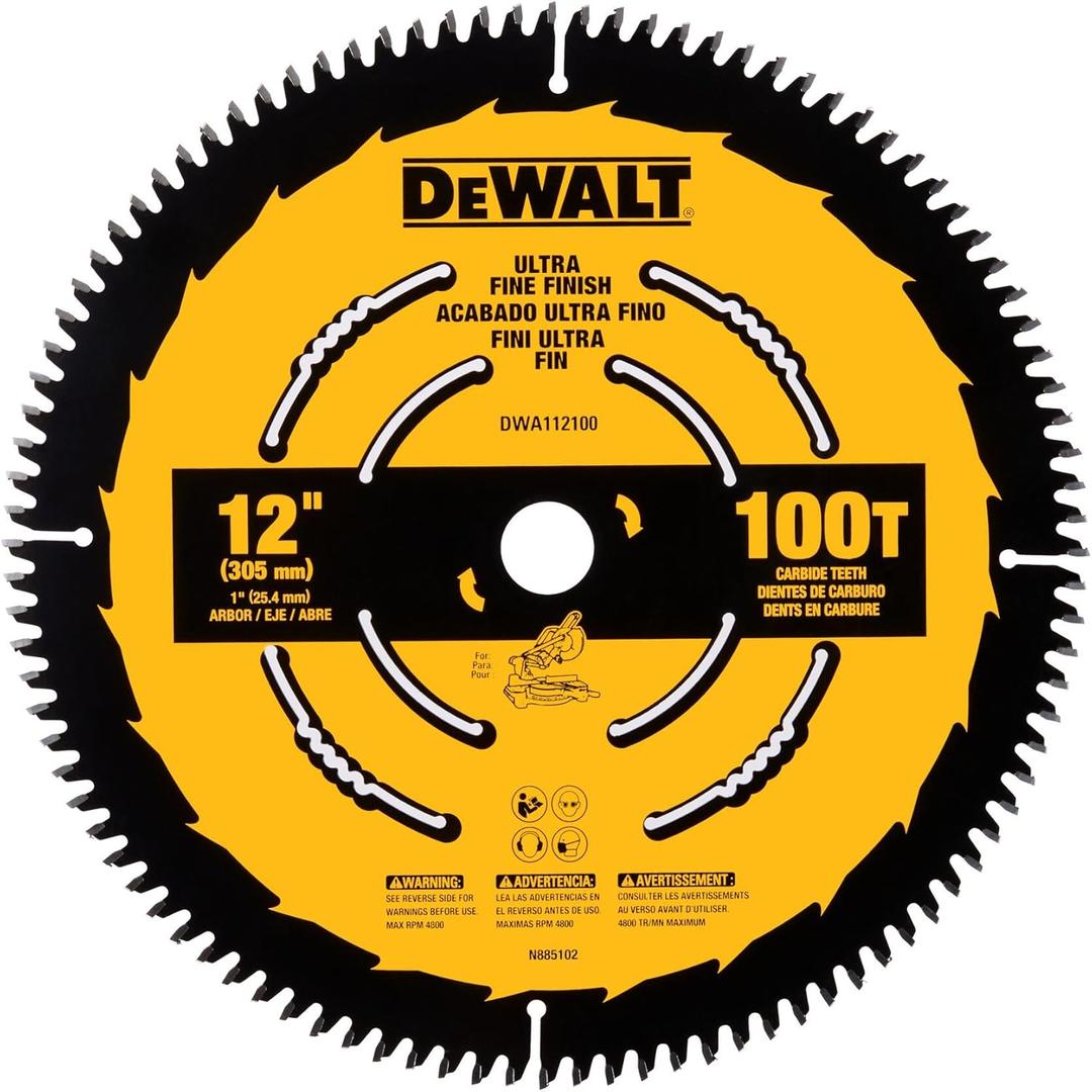 DEWALT Miter Saw Blade, 12 inch, 100 Tooth, Fine Finish, Ultra Sharp Carbide (DWA112100)