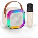 Mini Karaoke Machine for Kids with Wireless Microphone – Rechargeable Bluetooth Speaker with LED Lights & Voice Effects – Portable Singing Toy for Girls & Boys Ages 3-12