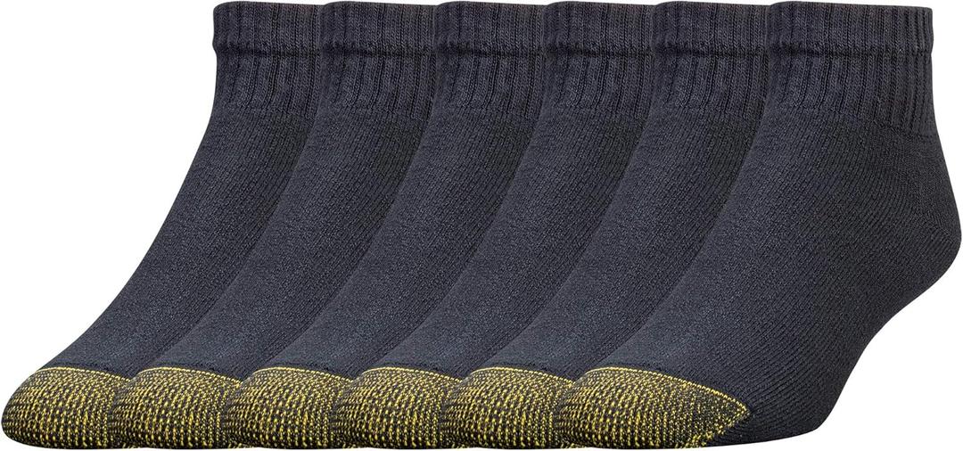 GOLDTOE Men's 656P Cotton Ankle Athletic Socks, Multipairs, Black (6-Pairs), X-Large
