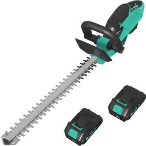 Garvee 22.4'' Hedge Trimmer Cordless, Shrub Trimmer Electric Handheld Bush Clipper 3000RPM, Brushless Motor Double-Sided Dual Action Blades, 2/3'' Blade Gap, 2 * 2.0Batteries & Charger