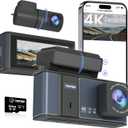 4K Dash Cam Front and Rear | 3840P UHD Dual Dash Camera for Cars with WiFi & 64GB Card | 3.18" IPS Screen, Zinc Alloy Metal Shell, Super Night Vision, G-Sensor, 24H Parking Mode