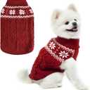 Warm Winter Pink Dog Sweater - Cold Weather Pet Clothes for Small Medium Large Dogs Indoor Outdoor, Soft Classic Knit Puppy Apparel Coat, Red, XL