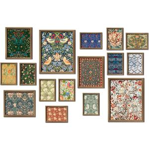 ANERZA 16 PCS Framed William Morris Wall Art Decor, Floral Wall Prints for Bedroom, Gallery Wall Frame Set, Vintage Posters for Living Room Aesthetic, Botanical Collage Kit, Dorm Home Artwork